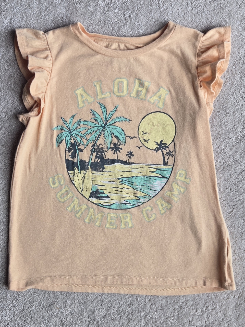 Tucker + Tate Peach Ruffle Sleeve Aloha Graphic Tee